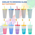Color Changing Cups Tumblers Bulk 16oz 24oz Reusable Plastic Cold Tumbler Cup Set  plastic Tumblers for Adults Kids